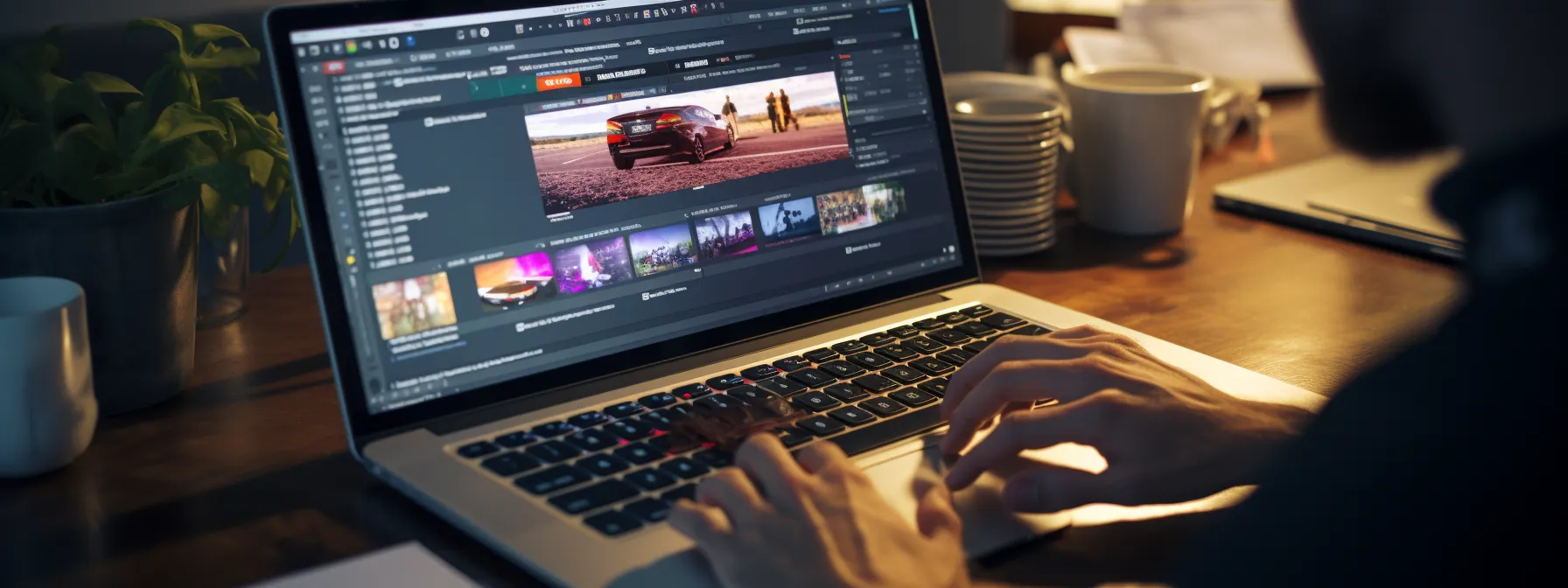 a person typing on a keyboard while looking at an ecommerce website on a computer screen.