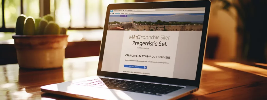 a laptop displaying a webpage with the headline "master google rankings: enroll in our comprehensive seo online course."