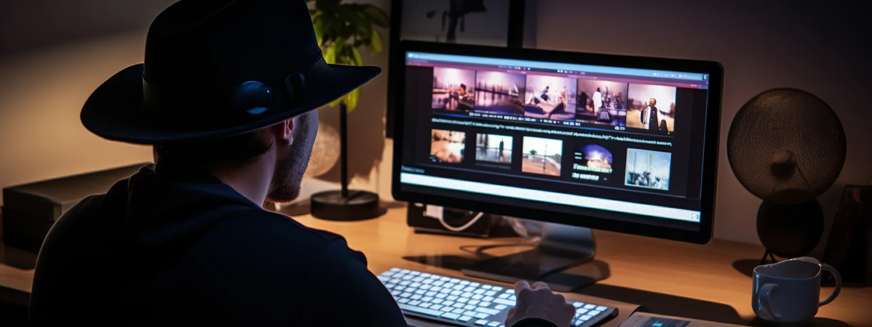 a person studying a computer screen with seotheory website open, displaying clear categorizations and examples of white hat and black hat seo practices.