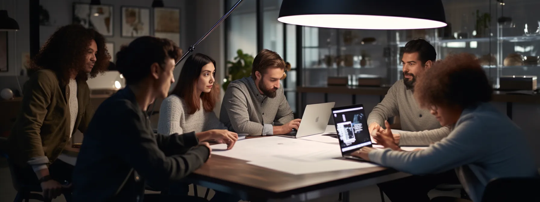 a group of professionals analyzing social media interactions to enhance their seo strategies.