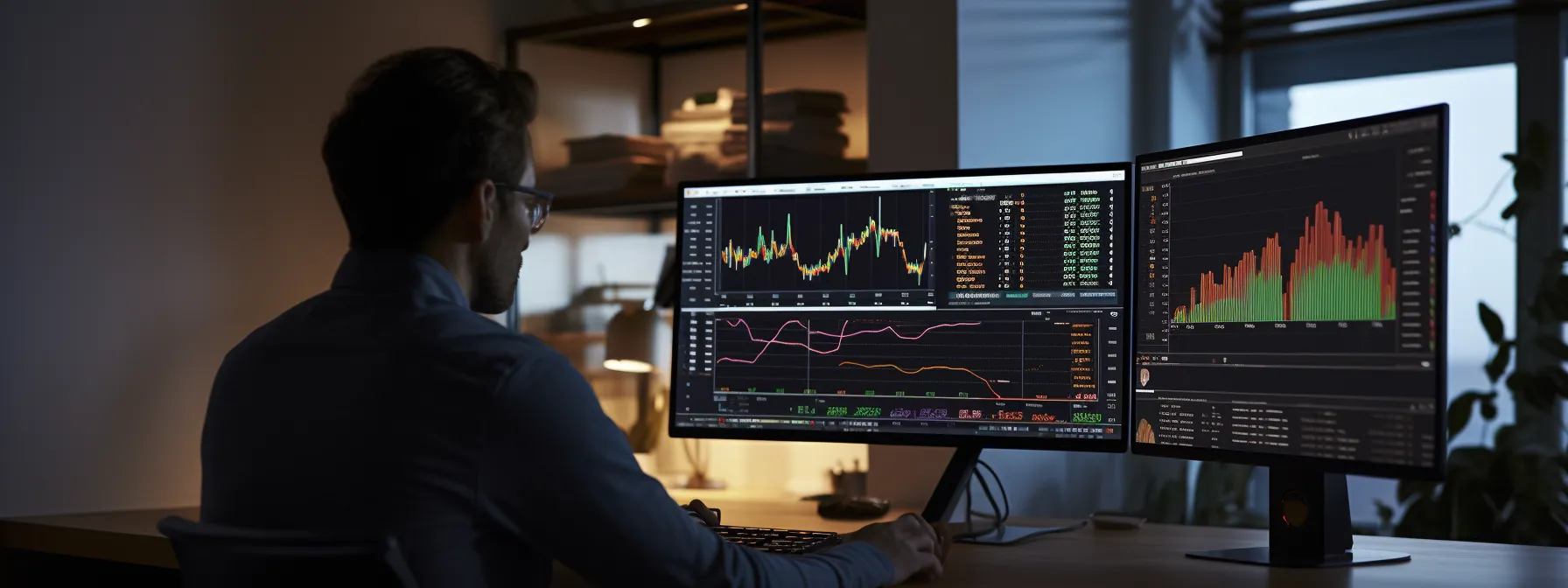 an e-commerce professional engages with analytics data on a monitor to enhance user experience and seo rankings.