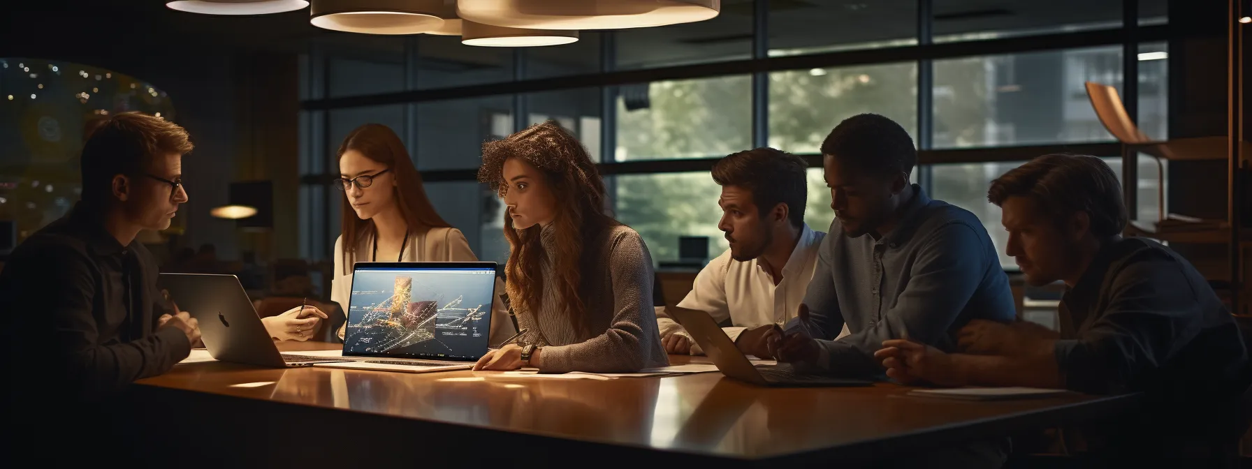 a group of students studying seo techniques and strategies in a classroom setting.
