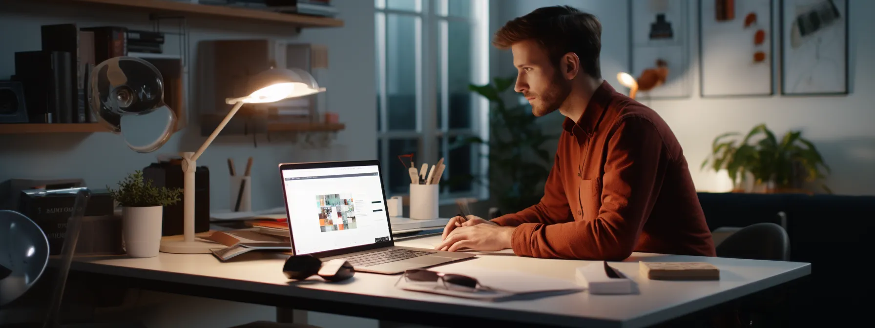 a person sitting at a desk, attending an online digital marketing training course.