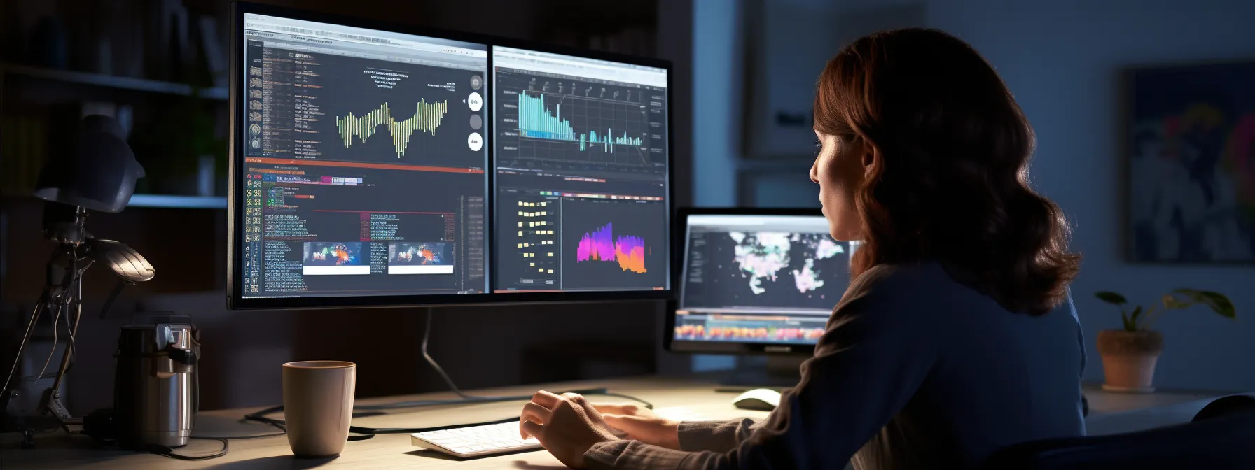 a marketer analyzing data on a computer screen to monitor the impact of seo techniques on content strategy.