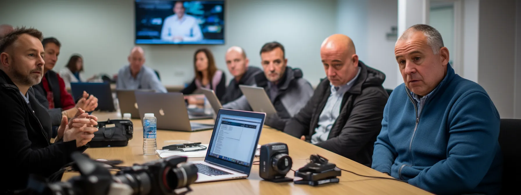 a group of local business owners attending a seotheory class, learning about the role of seo in local business growth.