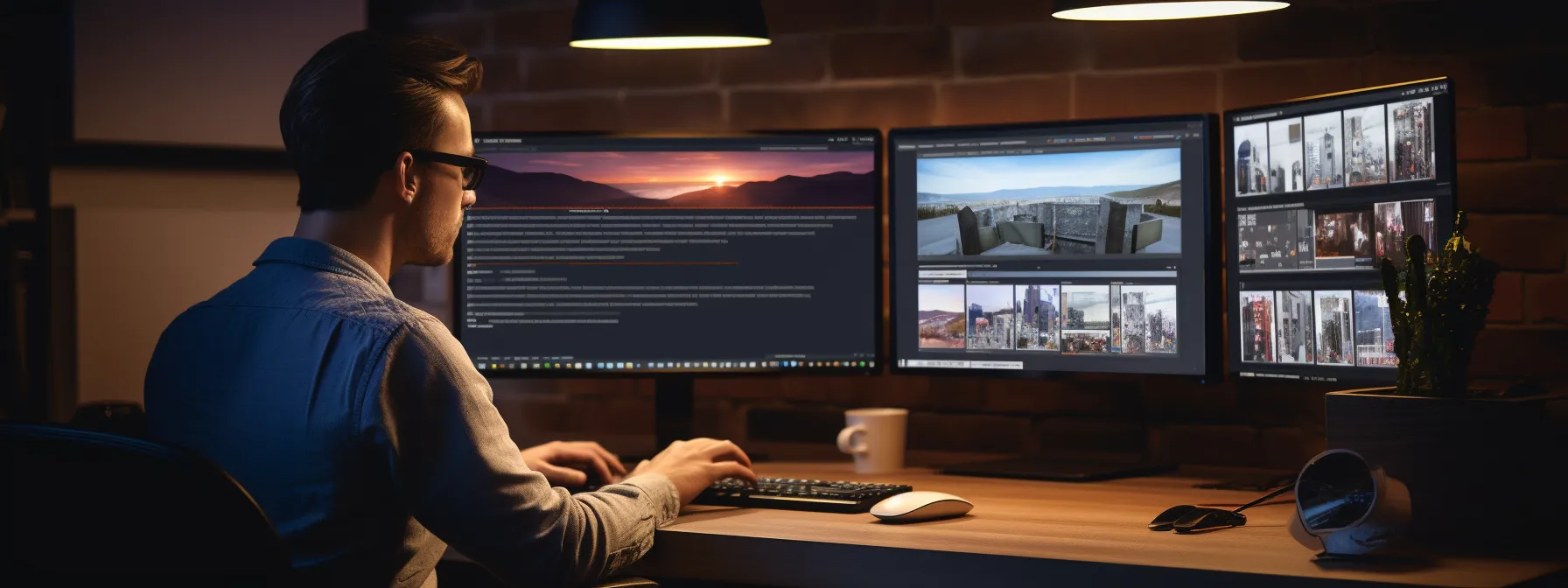 a person sitting at a computer, with a website open on the screen and a focused expression, as they optimize metatags for keyword effectiveness in seo.