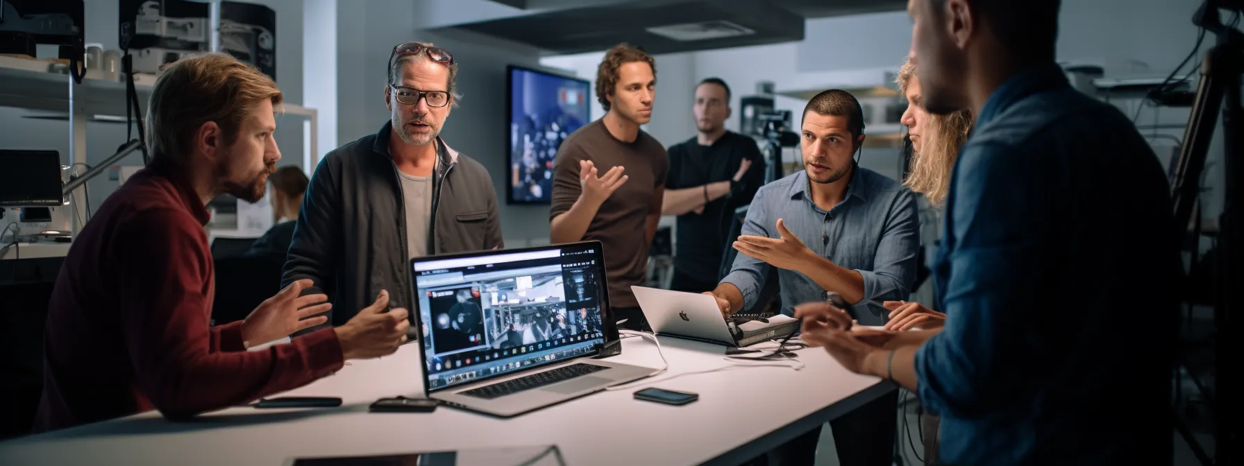a group of expert instructors leading a class of eager students in an seo course, engaging in interactive discussions and providing personalized guidance.