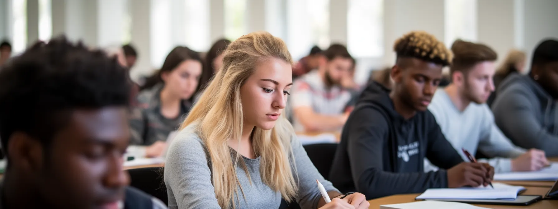 students attentively listening and taking notes during an seotheory class.