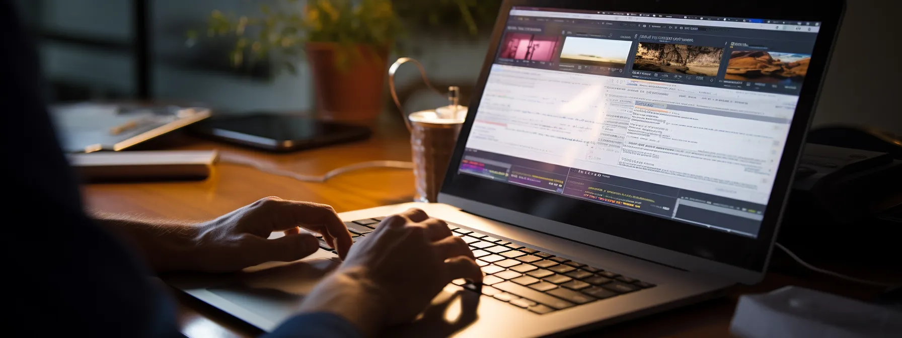 a person studying keywords on a computer screen during an advanced online course on content marketing.