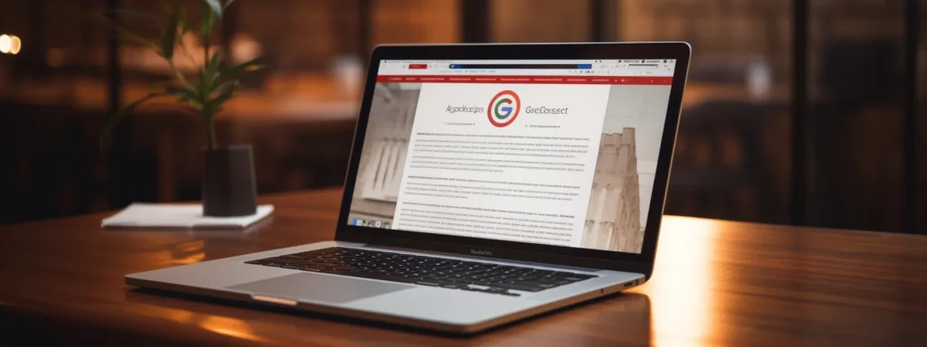 a laptop displaying the dominating google: complete seo training course website.