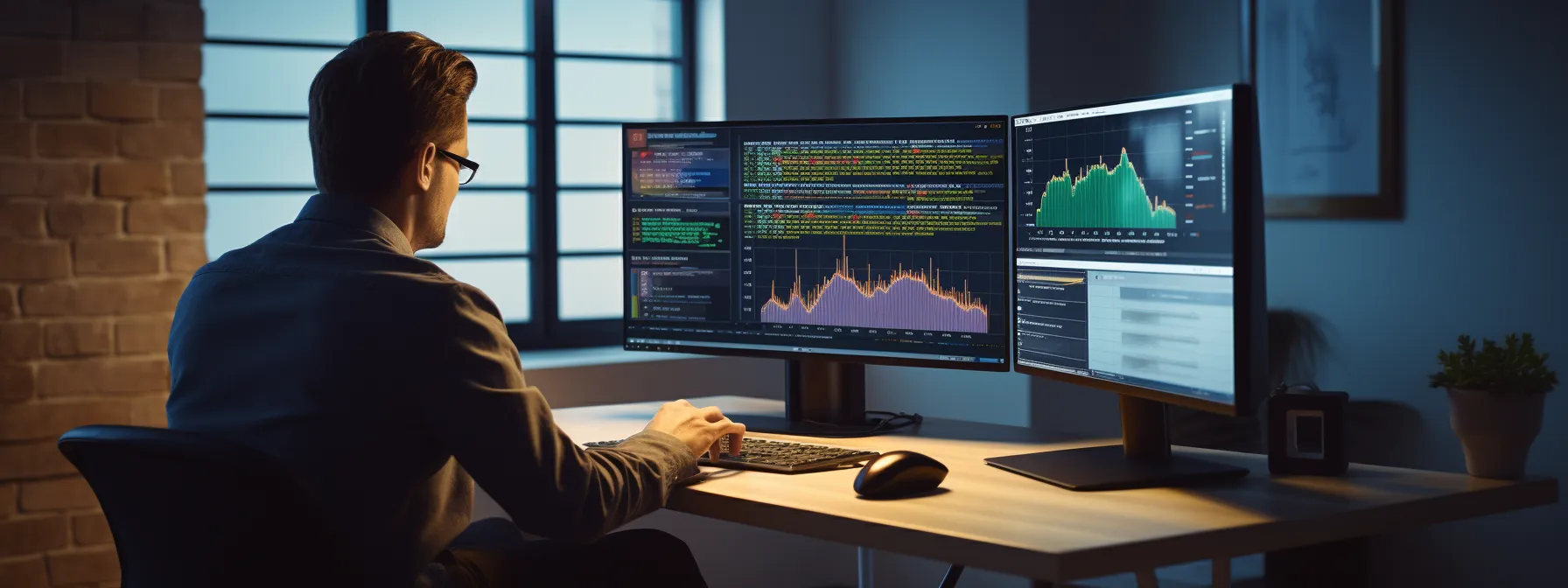 a seo professional analyzing detailed analytics reports on a computer screen.
