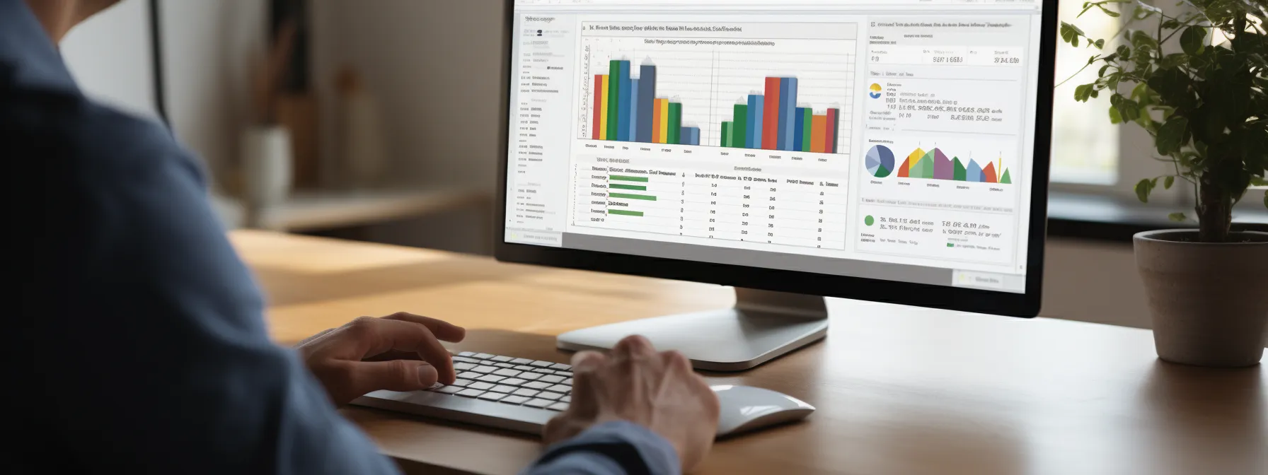 a person analyzing data and reports in google search console on a computer screen.