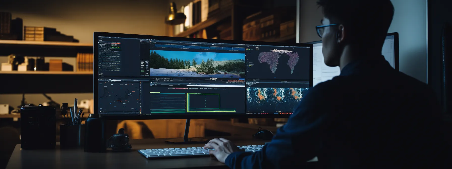 a person seamlessly navigating through the ga4 interface, utilizing various features and custom reports to gain actionable insights.