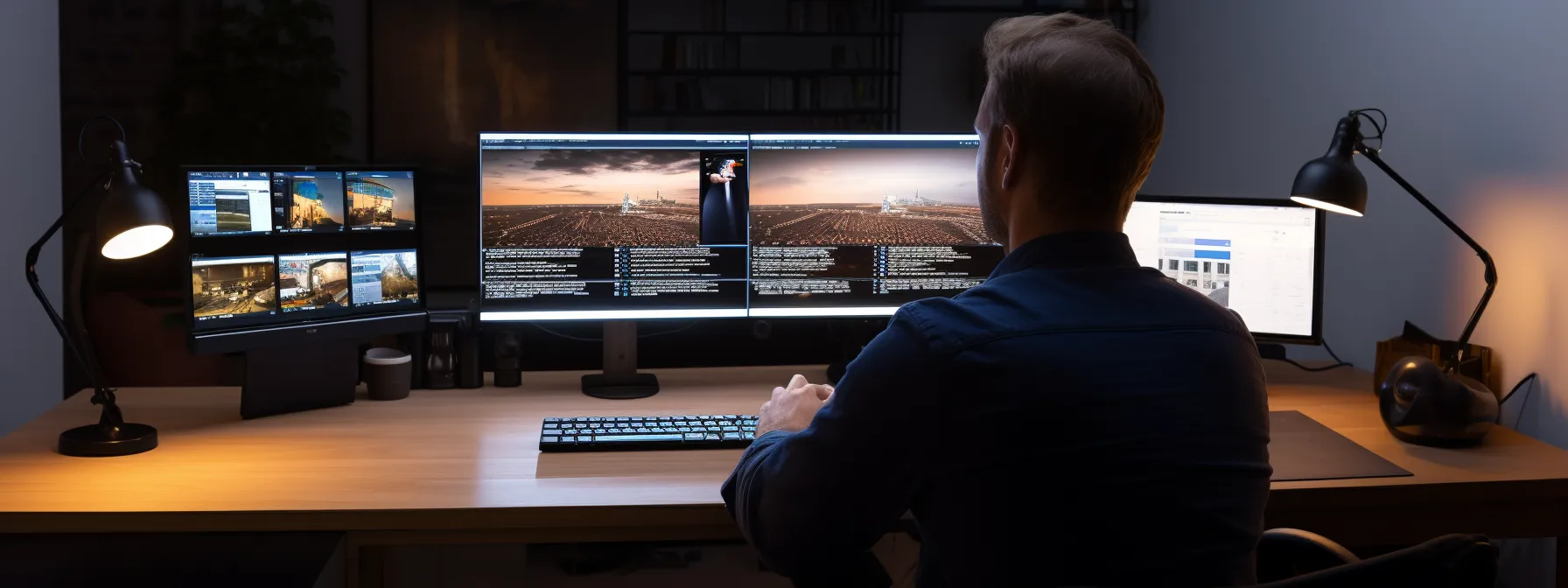 a person sitting at a computer, taking a free online seo class.