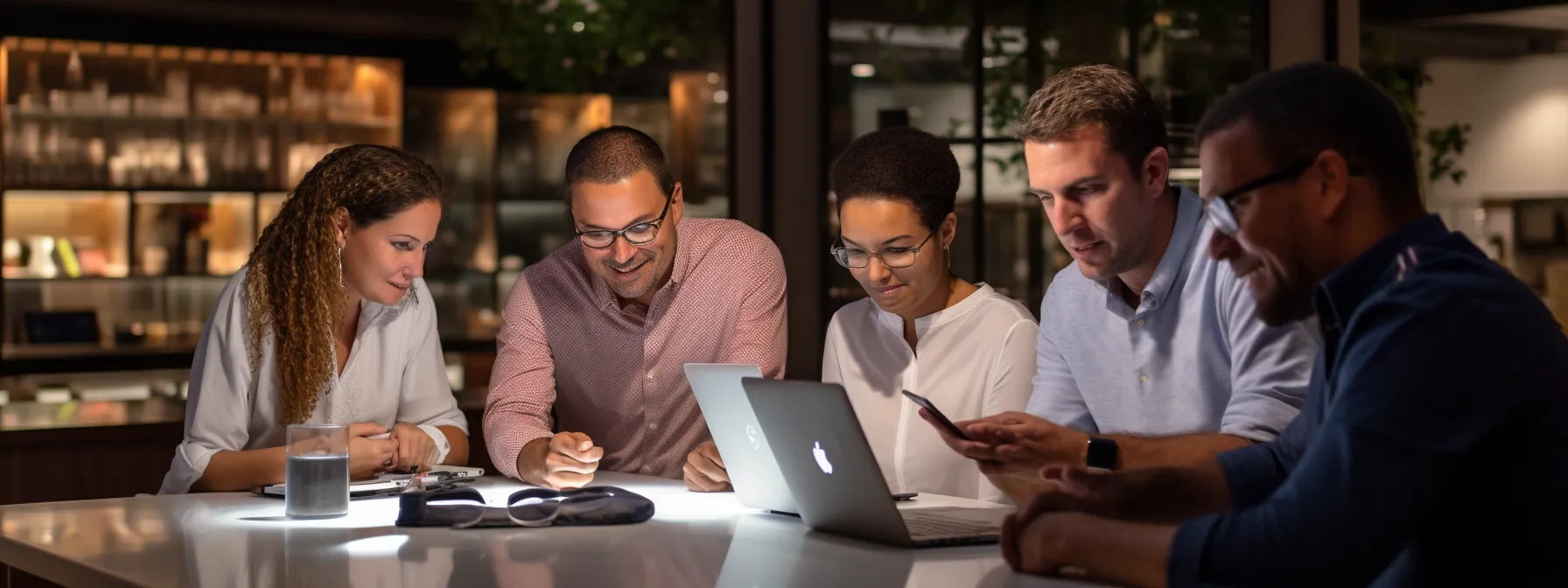 a group of digitally savvy learners at seotheory engaging with interactive content, such as quizzes and infographics, to enhance keyword optimization and user experience.