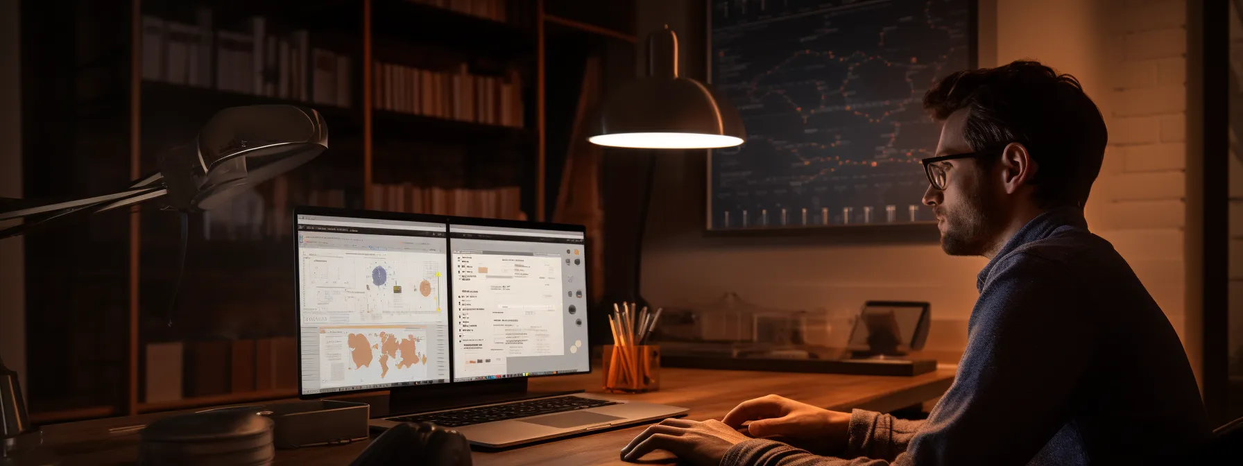 a person studying seotheory classes and analyzing data on google analytics.