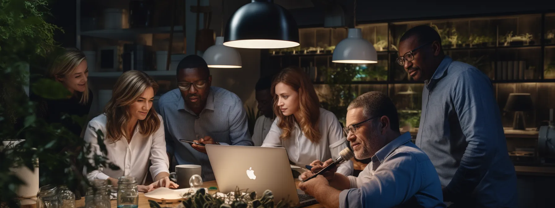 a group of diverse marketers participating in an seo training course.