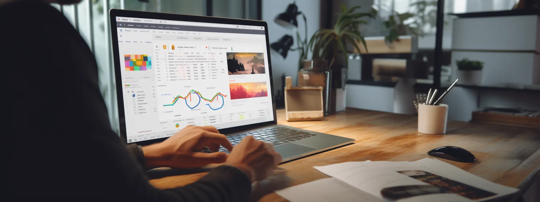 a person using a computer to integrate google my business with other seo efforts.