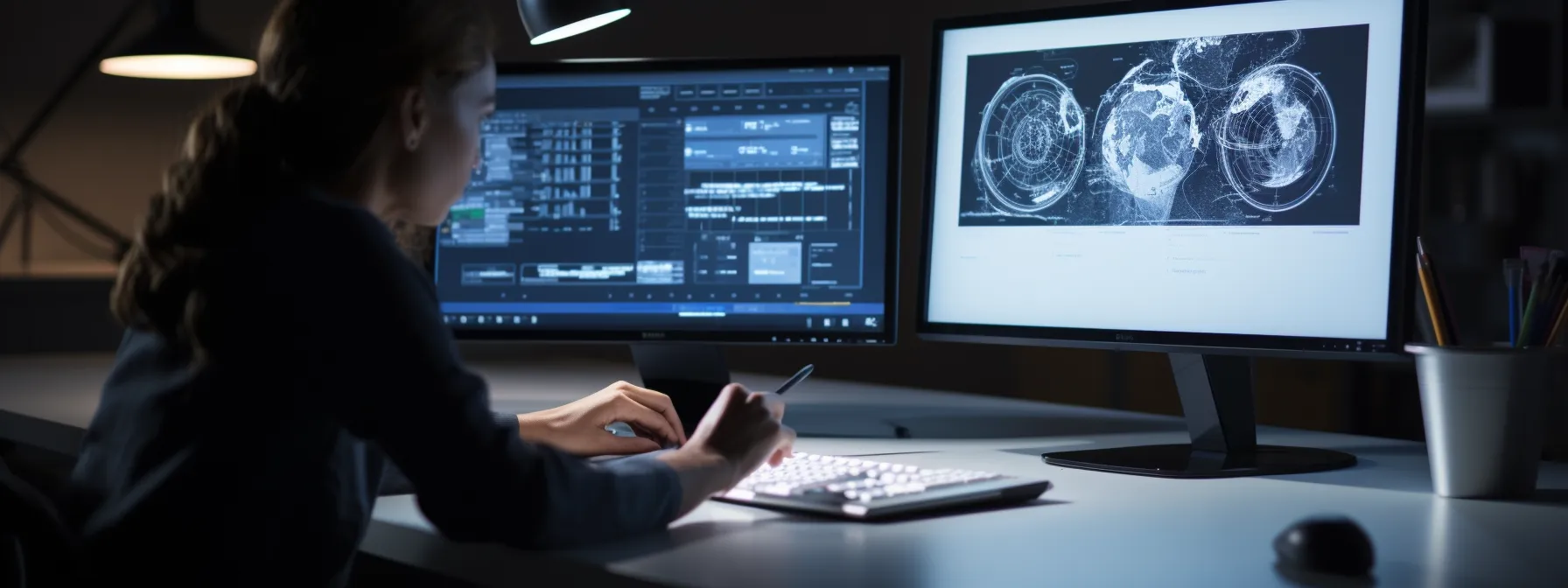 a person studying and taking notes on seo basics using a computer and ai tools.