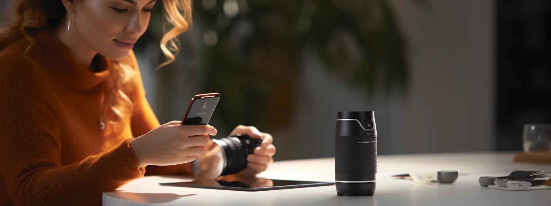 a person using a digital device to optimize voice search content strategies.