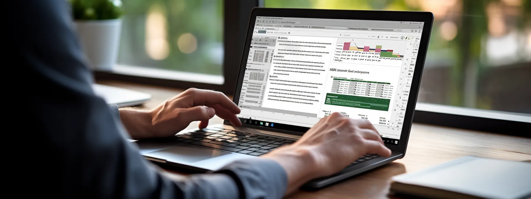 a person typing on a laptop with a search engine results page (serp) visible on the screen, featuring relevant search results based on user intent.