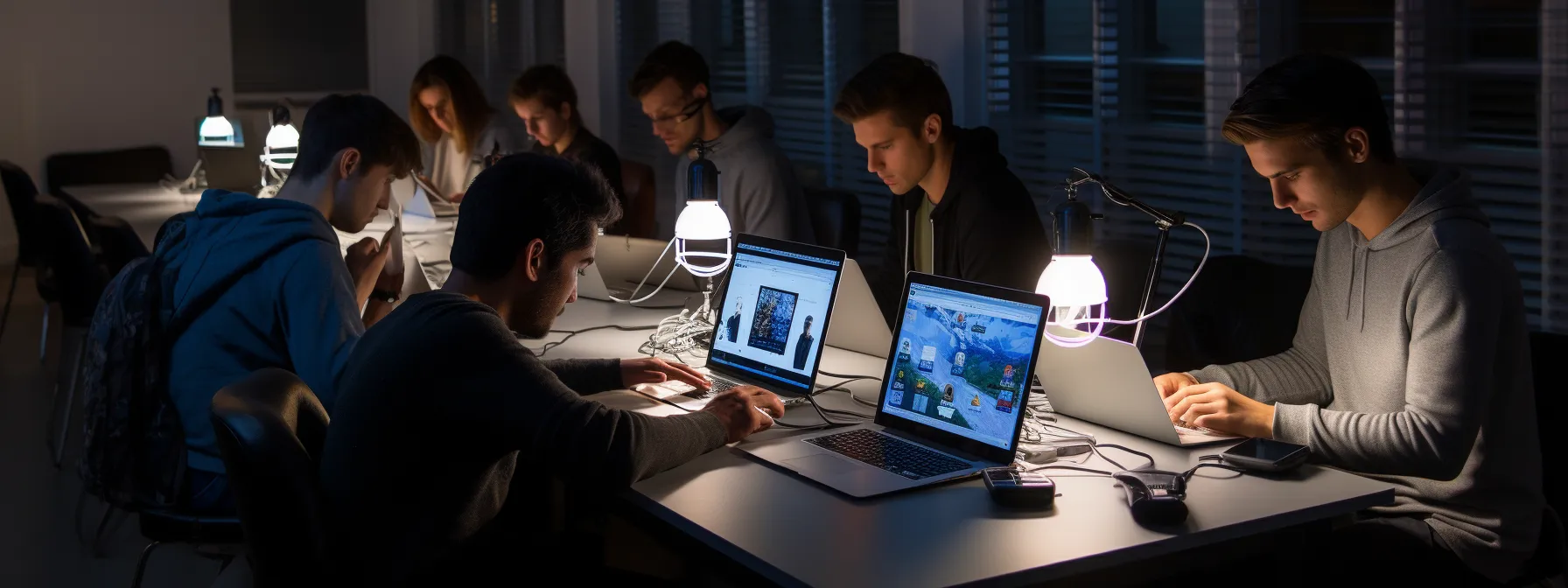 a group of learners are seen working on practical assignments, applying their seo knowledge to real-world scenarios, focusing on keyword research, content optimization, backlink building, technical audits, and analyzing seo data.
