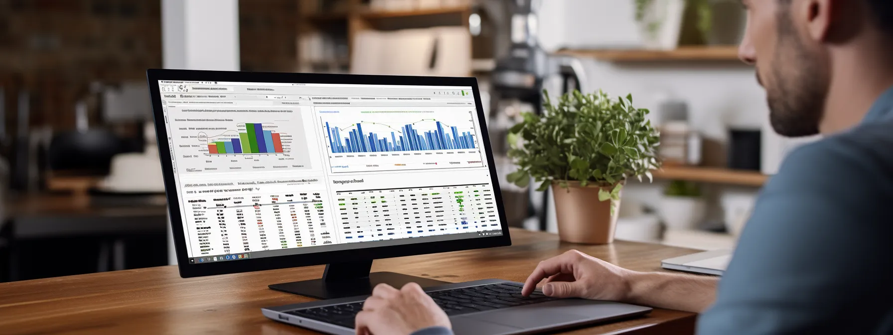 a person analyzing keywords on a computer screen for ecommerce seo.