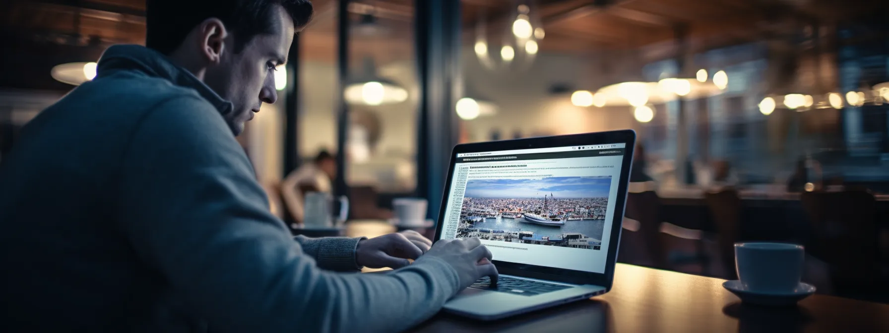 a person typing on a laptop while surrounded by keyword research notes and seo optimization tips on rankbrain and semantic seo.