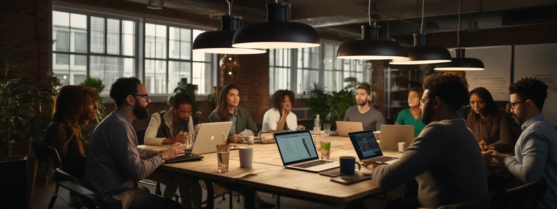 a diverse group of individuals participating in a structured seo training class.