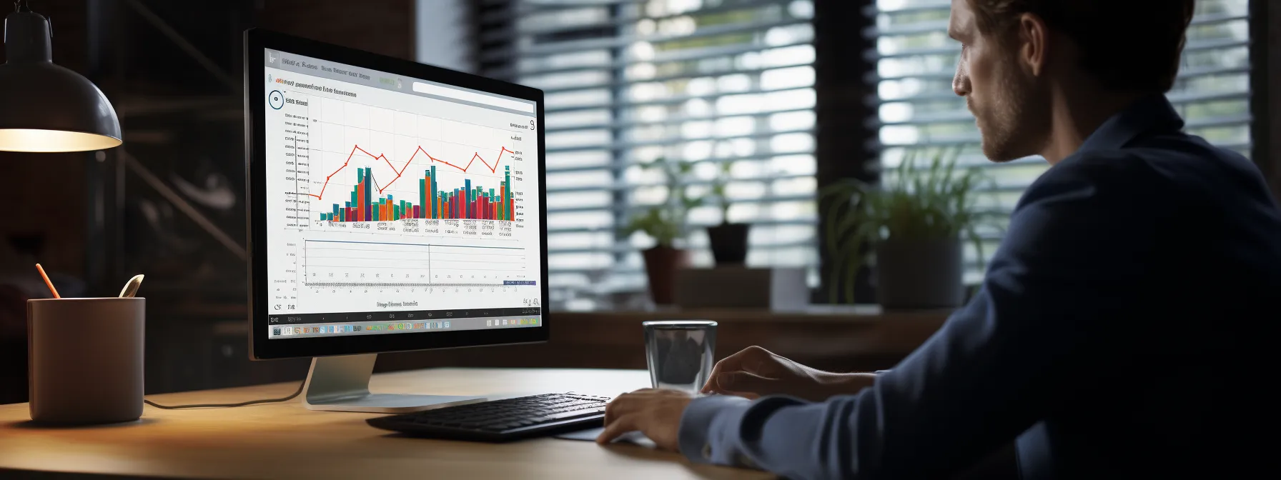a person analyzing data and metrics on a computer screen to measure the success of their local seo strategy.