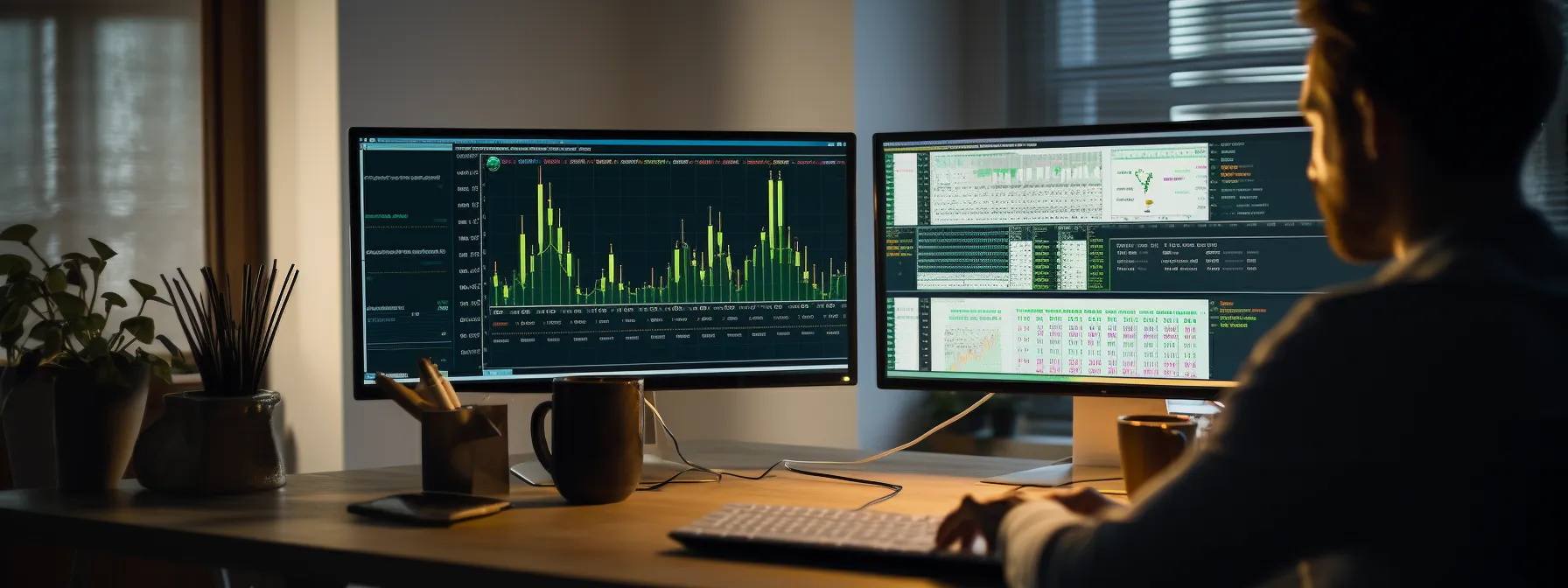 a person analyzing website analytics and search engine rankings on a computer screen with a focus on link equity.