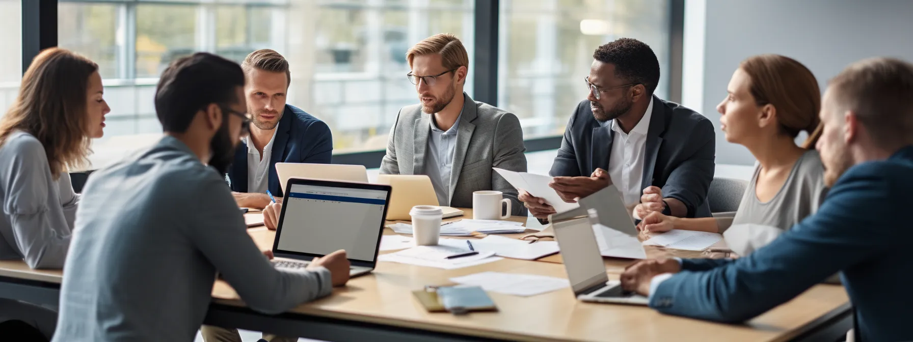 a group of diverse professionals sitting in a classroom-like setting, engaged in a dynamic discussion about seo strategies and techniques.