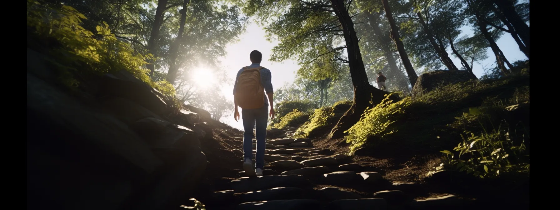 a person navigating a treacherous path towards a steady link equity growth.