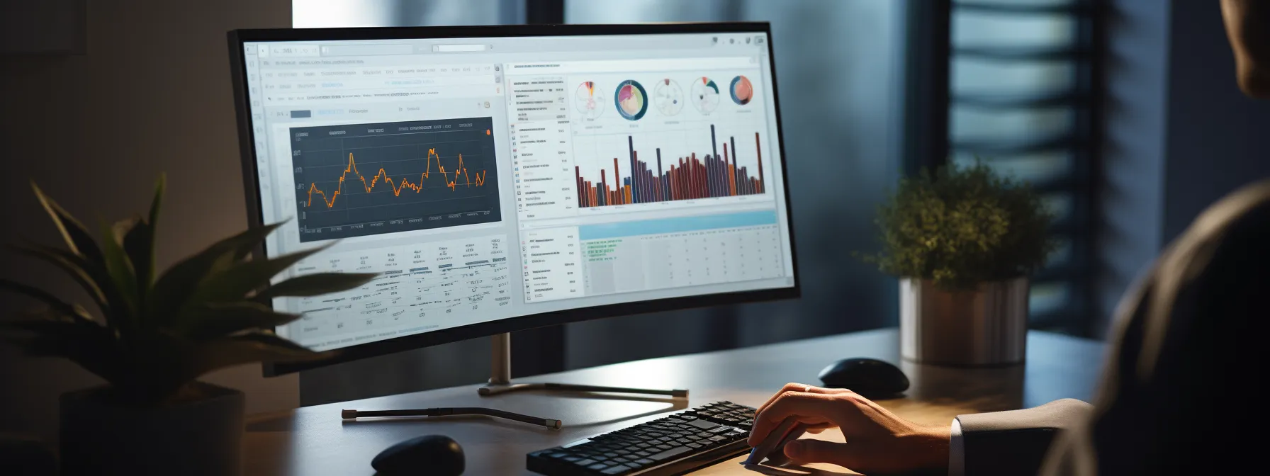 a person analyzing data on a computer screen with various seo software tools open.