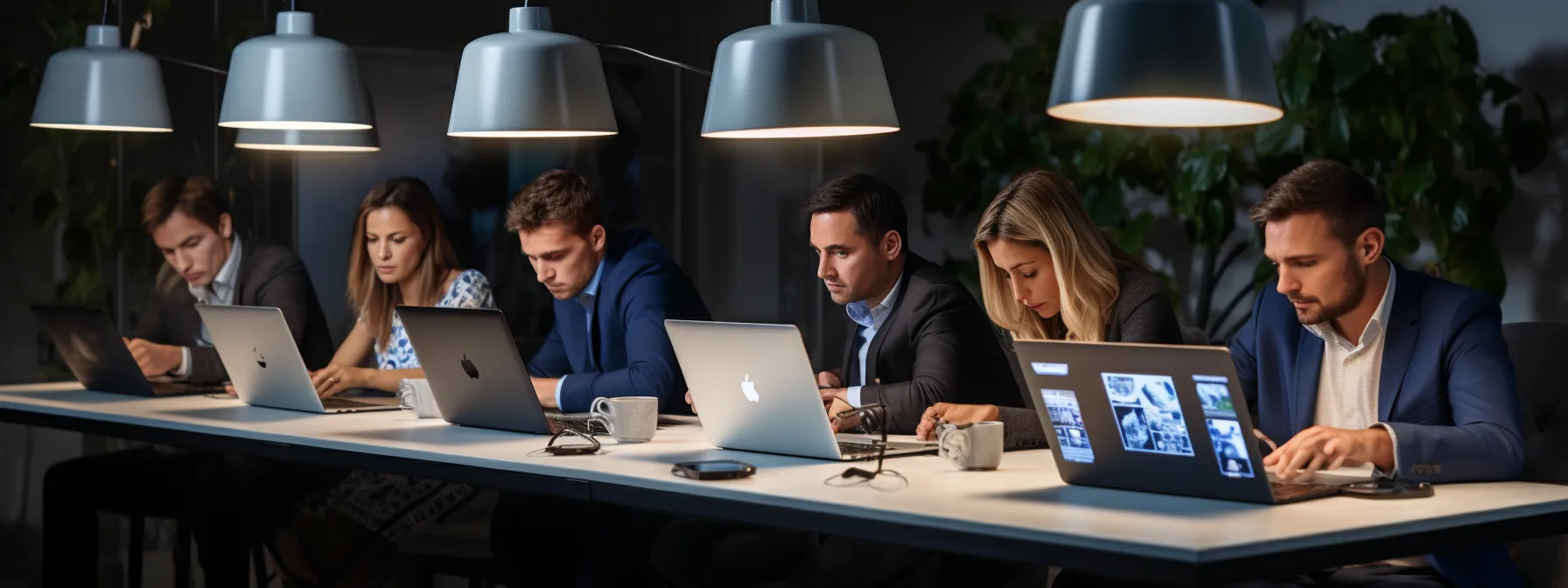 a group of marketers analyzing case studies of top performing websites in seo.