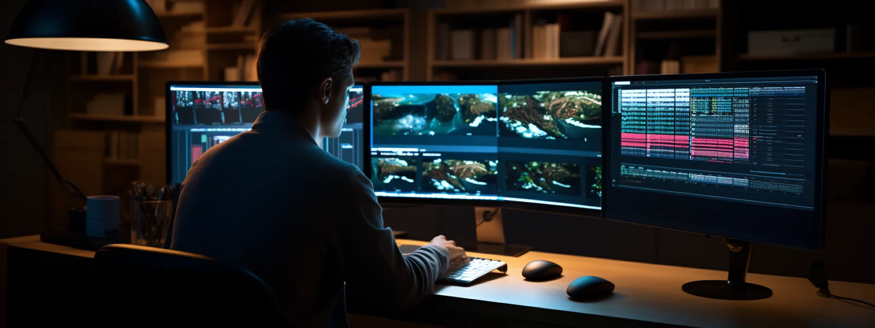 a person in front of a computer screen studying google's algorithm.