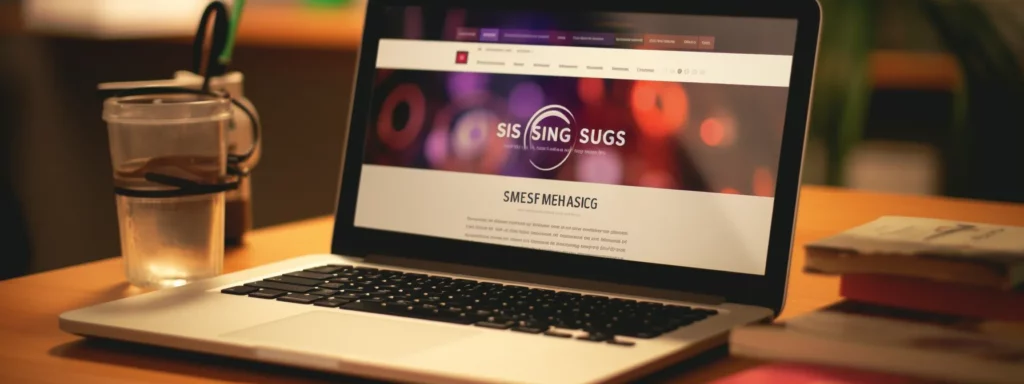 a laptop displaying a webpage titled "mastering seo basics: a comprehensive free guide for beginners".