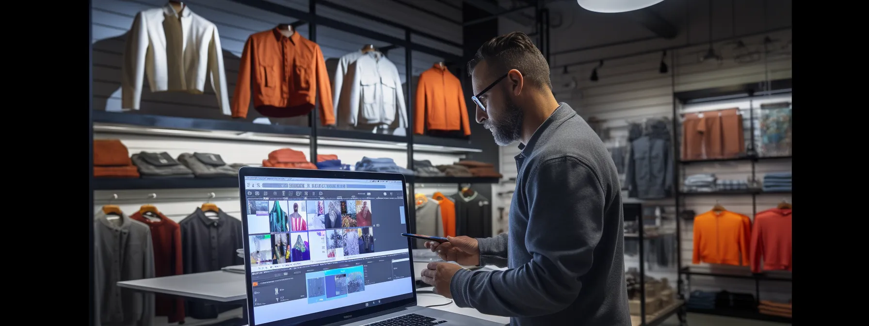 an e-commerce store owner analyzing seo data and implementing strategies to improve online visibility and revenue.