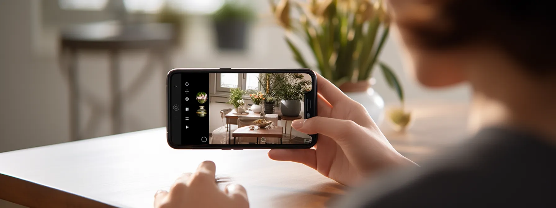 a person speaking into their mobile device while a website is displayed on the screen.