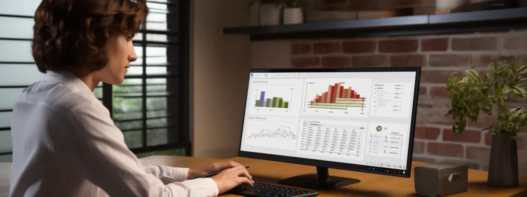 a person analyzing data on a computer with charts and graphs displaying information about local seo strategies in a classroom setting.