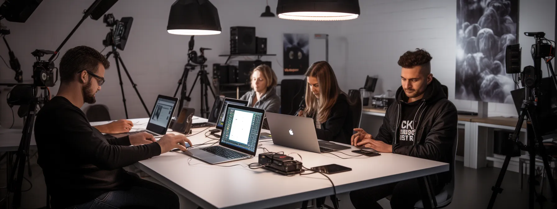 a group of digital marketers attending seotheory's technical seo training course, actively participating in a hands-on workshop while using advanced seo tools.