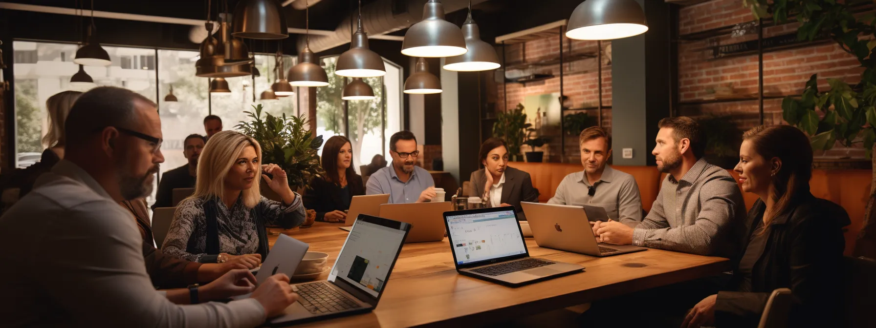 a group of business owners and marketers participating in a local seo class, eagerly learning from a seasoned professional to enhance their online visibility and ultimately boost business growth.
