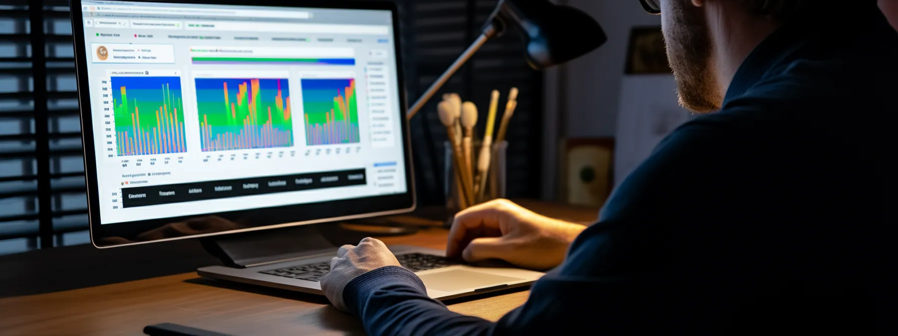 a person analyzing website traffic and search engine rankings on a computer screen.