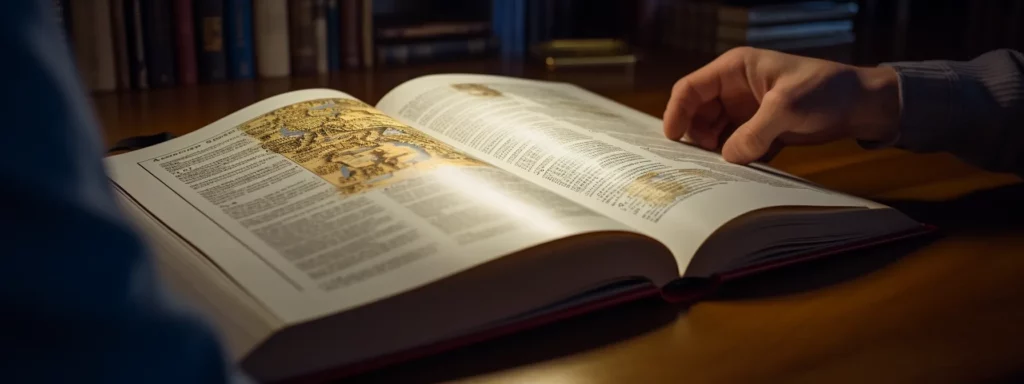 a person studying a course guide on keyword research.