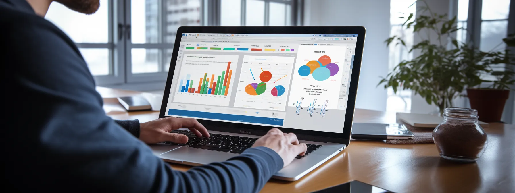 a person holding a seo analytics certification with a background of digital marketing tools and data charts.