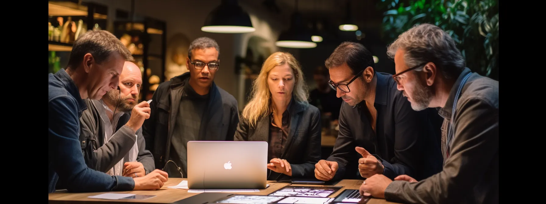 a group of seo professionals engaging in a workshop, sharing best practices and networking.