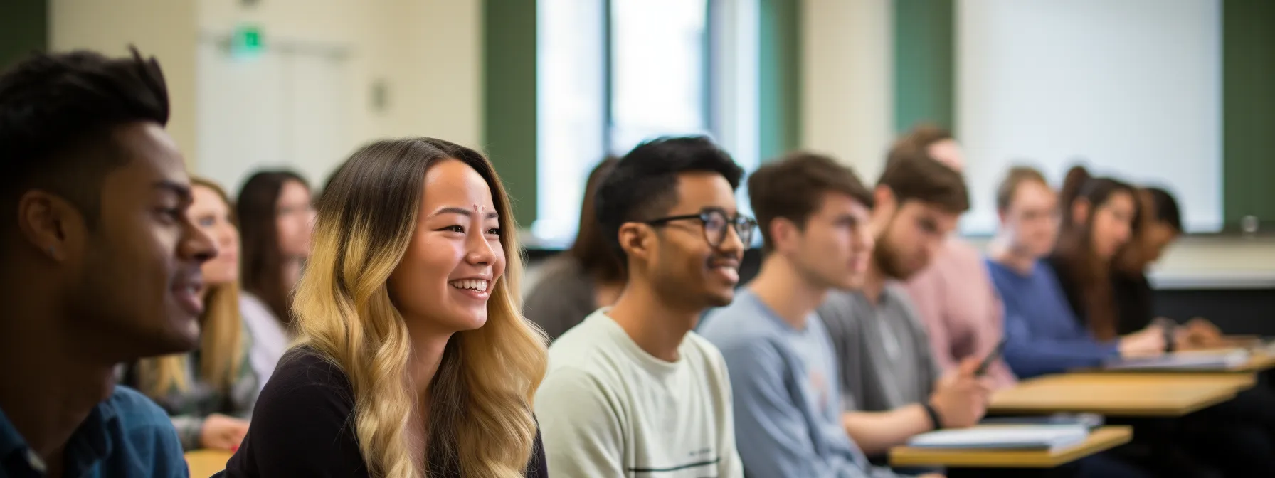 a group of students sitting in a classroom, listening attentively to the seo instructor.