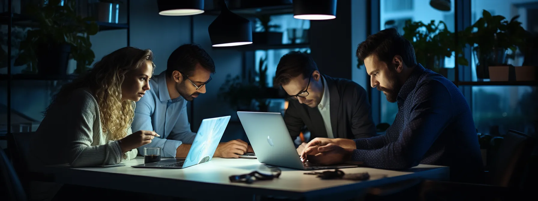 a group of marketing professionals analyzing keyword data using the google search console to enhance their seo strategies.