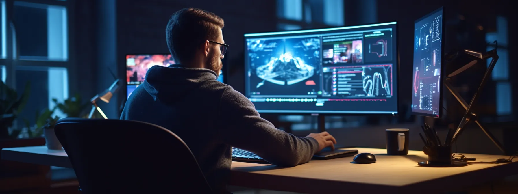 a person sitting at a computer, engrossed in an online seo training course.