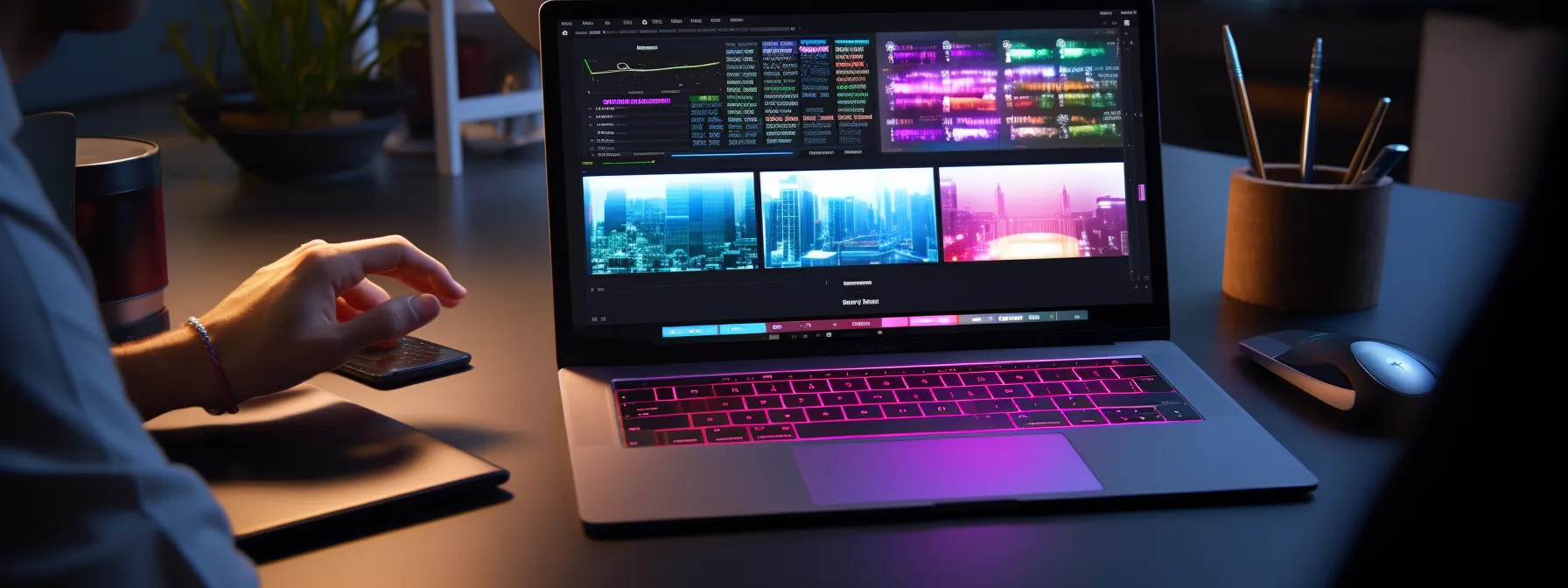 a person using a laptop to optimize a website for voice search.